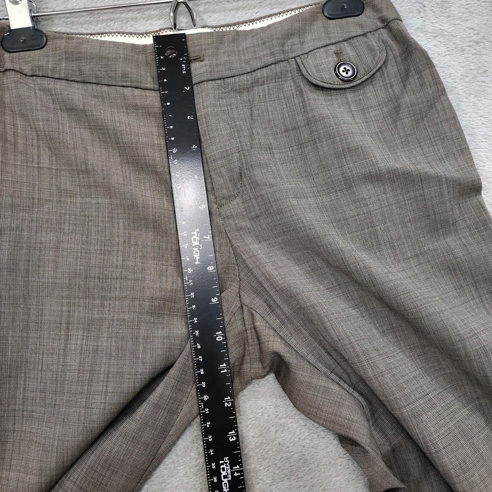Vtg Y2k Banana Republic Martin Fit 6 30x32 Wool Pants Sharkskin Brown Wide Leg - Picture 4 of 9